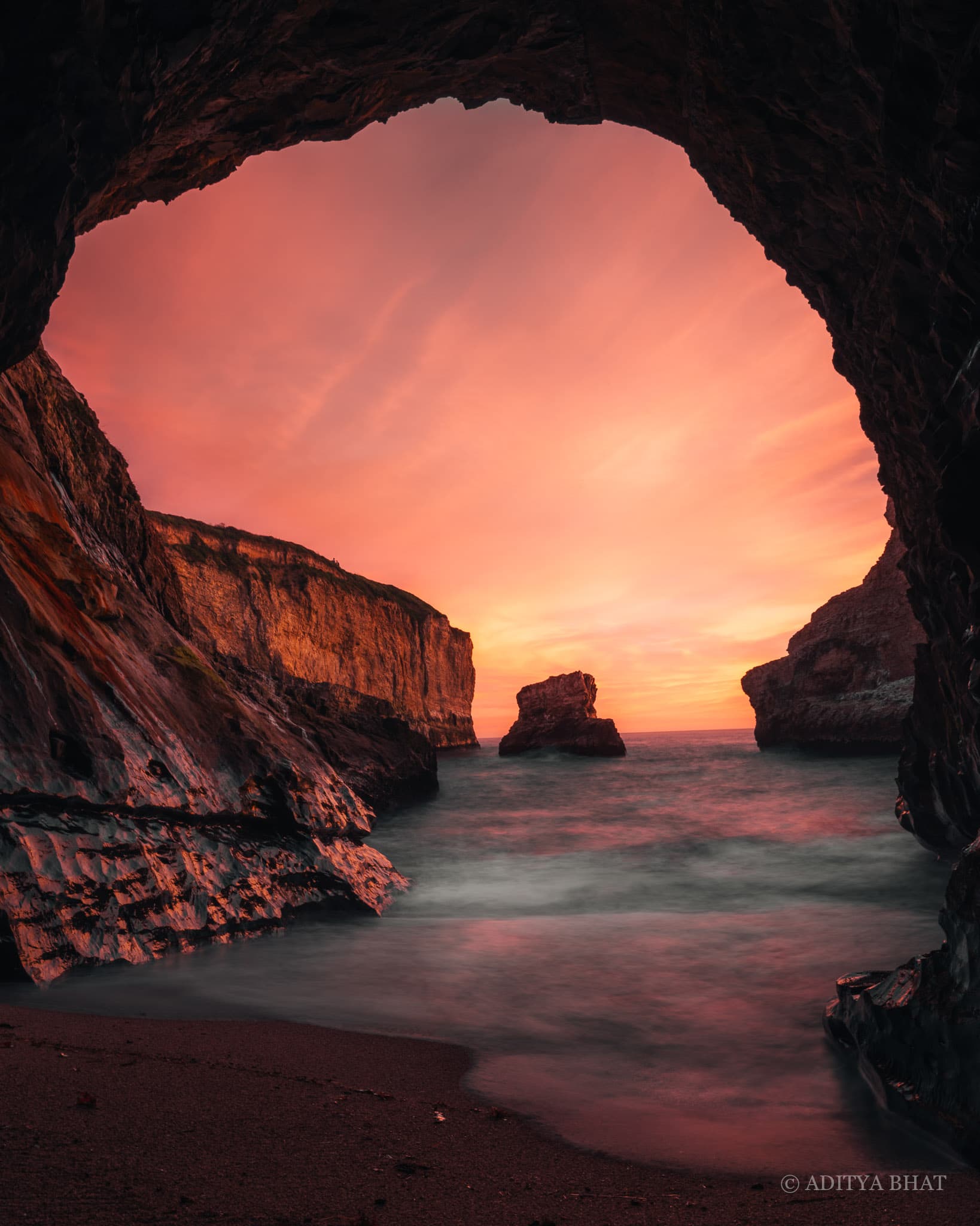 Shark Fin Cove at Sunset